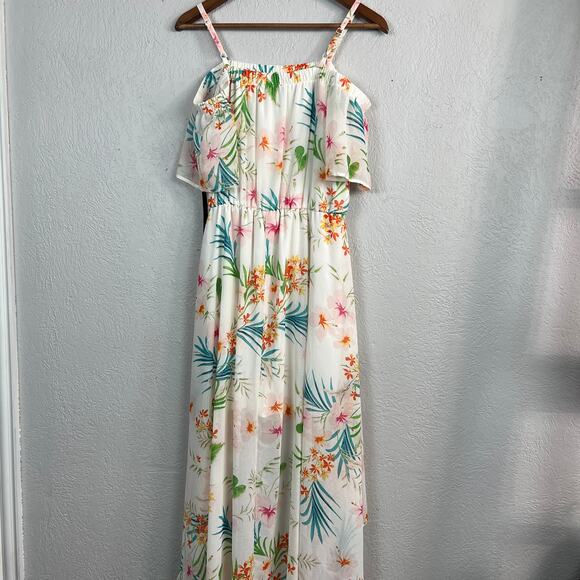 NEW! As U Wish Floral Elastic Waist Dress Off Shoulder - M - Picture 6 of 7